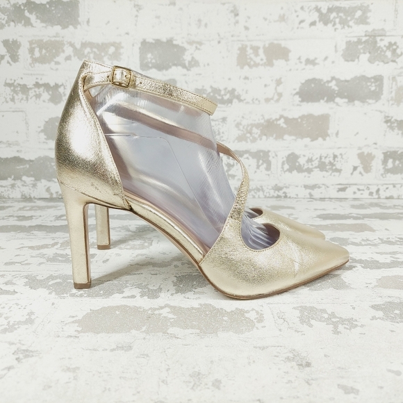 NEW Naturalizer 27 Edit Abilyn Wide Gold Leather Pointed Toe Heels H579 - Picture 5 of 16